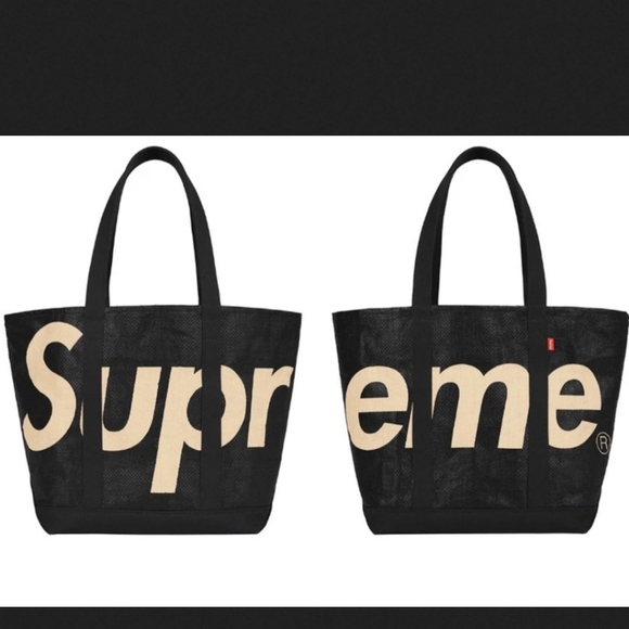 supreme raffia tote red